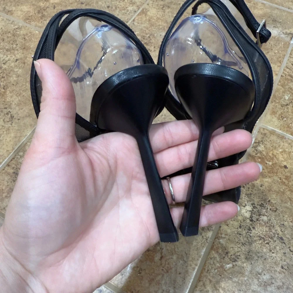 Tony Bianco Miley Black Mesh Ankle Strap Stiletto Sandal Heels Women Sz‎ 10 NWOB
